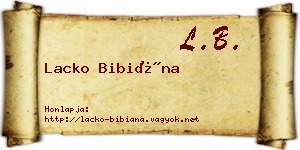 Lacko Bibiána névjegykártya